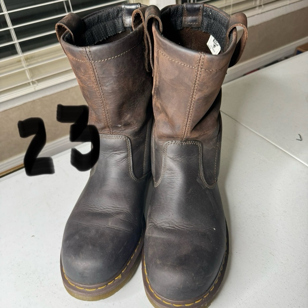 Dr Martens Brown and Black Leather Boots Sz 34